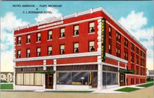 Vintage Postcard Hotel Berridge Flint Michigan Red Brick Building