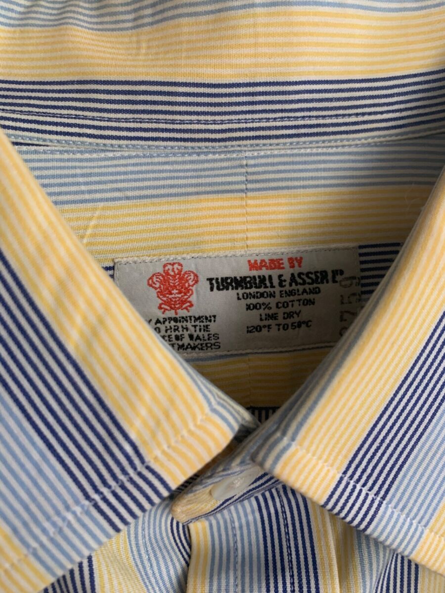 Men's Vintage 100% cotton Turnbull Asser blue yellow stripe Men's Vintage 100% cotton Turnbull Asser blue yellow stripe