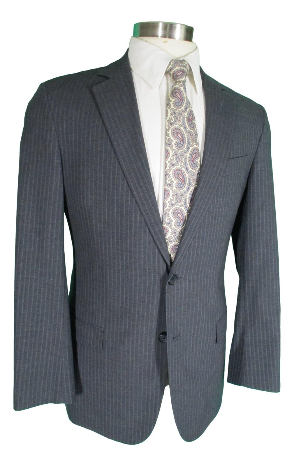 Brooks Brothers Fitzgerald Brookscool Mens Grey Stripe 2 Btn Wool Suit 39R