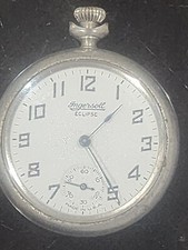 Antique Ingersoll Eclipse Open Face Pocket Watch 49mm SOLD AS IS NOT TESTED