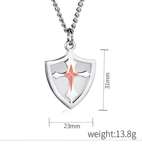 Tempelritter Kreuz Josua 4:13 oder 13:48 Schild Edelstahl Anhänger Kette - Bild 25 von 33