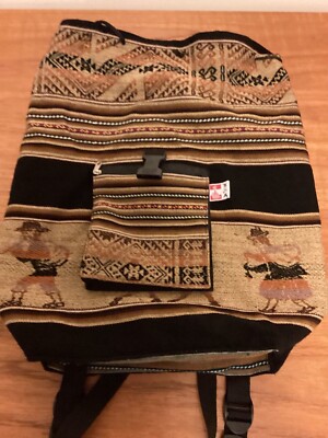 Light Weight Backpack Made in Peru Brown and Black Stripes w/ Color Accents