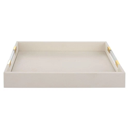 Uttermost Wessex Contemporary Metal and Faux Shagreen Tray in White - Picture 3 of 7