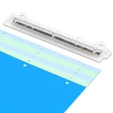 White Clear 3 Hole Puncher Binder Paper Punch with 10'' Ruler 5 Sheets Capacity