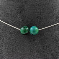 Mineralien Und Edelsteine. Halskette 2 Perlen Chrysokoll GefäRbt 8 Mm. Chai