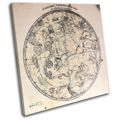 Constellation Vintage Shabby Maps Flags SINGLE Leinwand Kunst Bild drucken