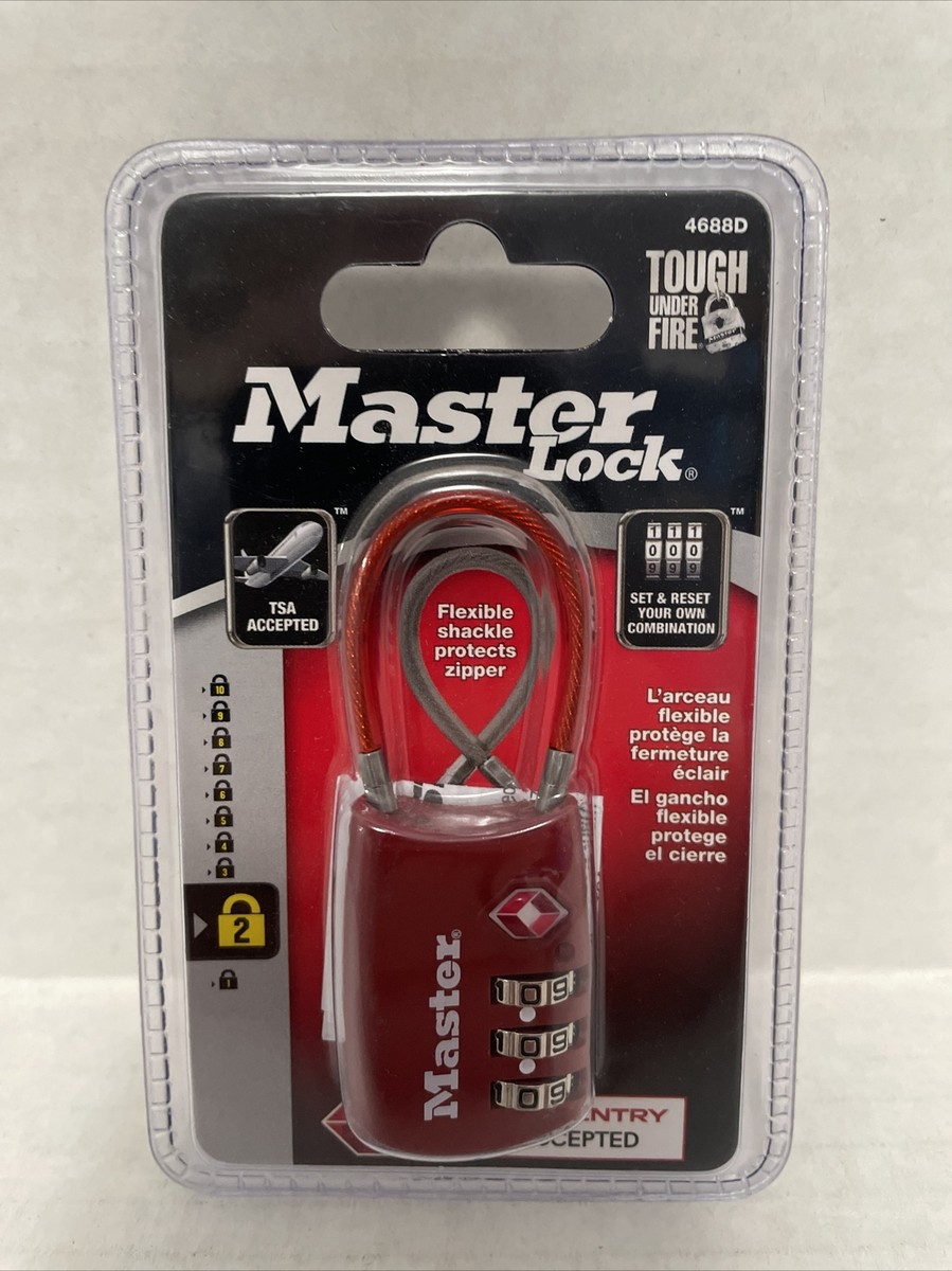 Master Lock Flexible Shackle Combination Lock in Red 4688D Luggage
