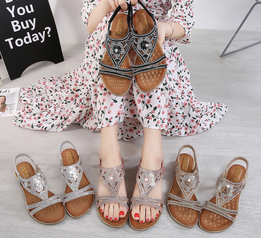 Womens Wide Fit Low Heel Wegde Sandals Ladies Summer Comfy Shoes Size