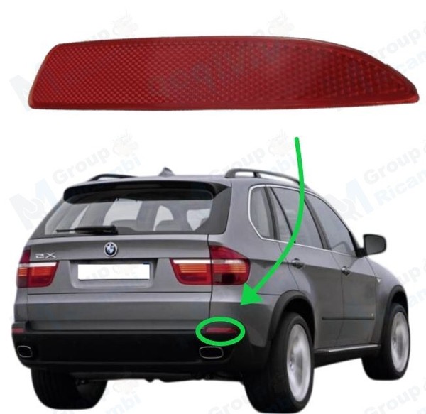 Bmw X5 E70 RüCkstrahler Reflektor StoßStange Scheinwerfer Rot Hinten Rechts-image