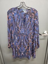 Womens Fleur Blue Dark Blue Paisley Print Tunic Dress Sz 4