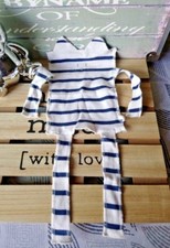 Doudou chat coton bio rayures bleu marine blanc Petit Bateau état neuf