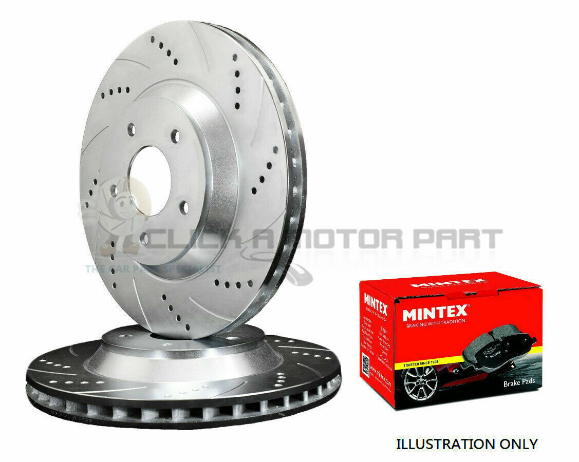 MINI R56 COOPER S 1.6 FRONT 2 DRILLED GROOVED BRAKE DISCS & MINTEX PADS