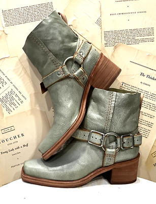 Free People We The Free Briggs Crop Rider Boot Eucalyptus Green 39.5/9.5 NEW