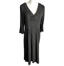 Blue Illusion Grey Jersey 3/4 Sleeve V Neck Knee Length A Line Dress Size S / 12