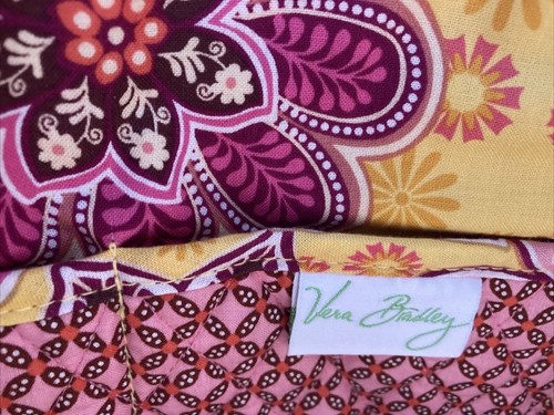 Vera Bradley Small Tote Bag Travel Work Purse Retired Bali Gold Pattern Floral - Picture 6 of 8