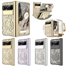 For Google Pixel Fold Luxury Plating Armor Bracket Slim Kickstand Phone Case