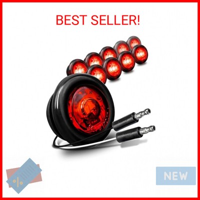 TRUE MODS 10pc 3/4'' Inch Round Red Trailer 12V LED Marker Light [DOT FMVSS 108] 