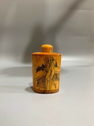 Collect tibetan Old Handwork ox B0ne painting art erotic nude sex snuff bottle - Picture 3 of 9