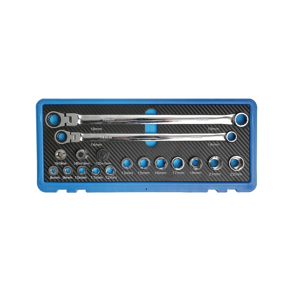 Metric Flex-Head Ratcheting Wrench Set Double Box  End 8-22 mm Replacement Head - Image 2 of 4