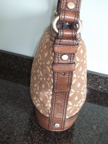 Fossil Schultertasche Handtasche braun Leder & Textil - Bild 4 von 19