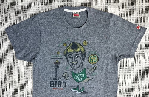 HOMAGE Larry Bird Celtics Mens Small Gray T Shirt Short Sleeve NBA 60 Points - Picture 3 of 13