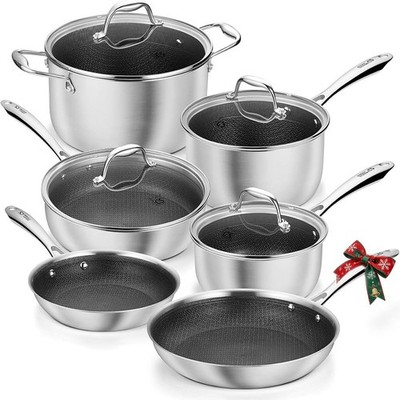 KOCH SYSTEME CS Triply Stainless Steel Cookware Set 10PCS, Nonstick Hybrid Po...