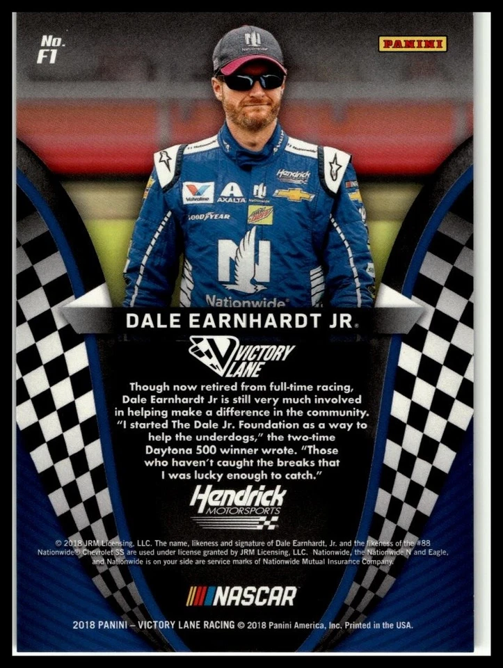2018 Panini Victory Lane #F1 Dale Earnhardt Jr. Foundations Gold #/99 - Image 2 of 2