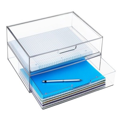STAXPlastic Stackable Organizer Drawers (Set of 2) Clear 12.5''Wide Includes