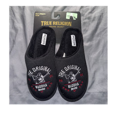 True Religion The Original Buddha Men's Slip-On Comfort Slippers Black Size 7-8