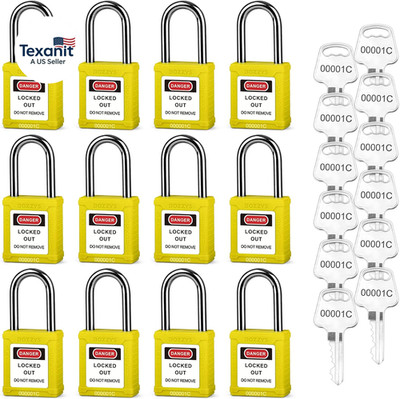 Lockout Tagout Locks 12-Pack｜Osha Yellow Loto Locks Keyed Alike｜12 Same Keys/Set