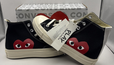 Converse x Comme des Garçons PLAY Chuck 70 High Top Sneakers Mens 6 Womens 8 NIB