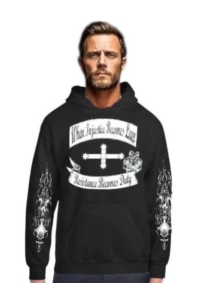 Hoodie Eureka Flag Black Far Kew Flames on Sleeves Free Postage AU