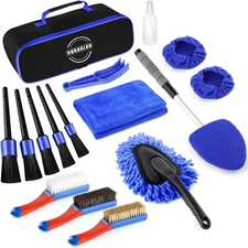 17Pcs Car Interior Detailing Kit with Windshield Cleaning Tool, Detailing Brush 