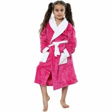 Peignoir Fille Rose Ultra Doux En Fleece Fluffy 2-13 Ans