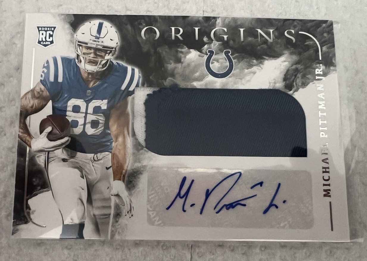 Michael Pittman Jr. Panini Origins #122 Jumbo Patch Autograph