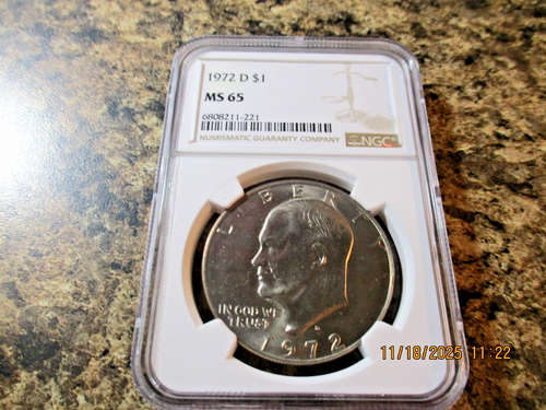 1972-D EISENHOWER DOLLAR NGC MS 65    221 - Picture 1 of 2