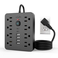 Power Strip Surge Protector with 8 Outlets 4 USB and 2 USB C Ports black