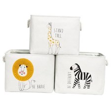 Toy Storage Baskets for Shelves - 42L Kids Storage XXL - 3 Pack Animal Safari