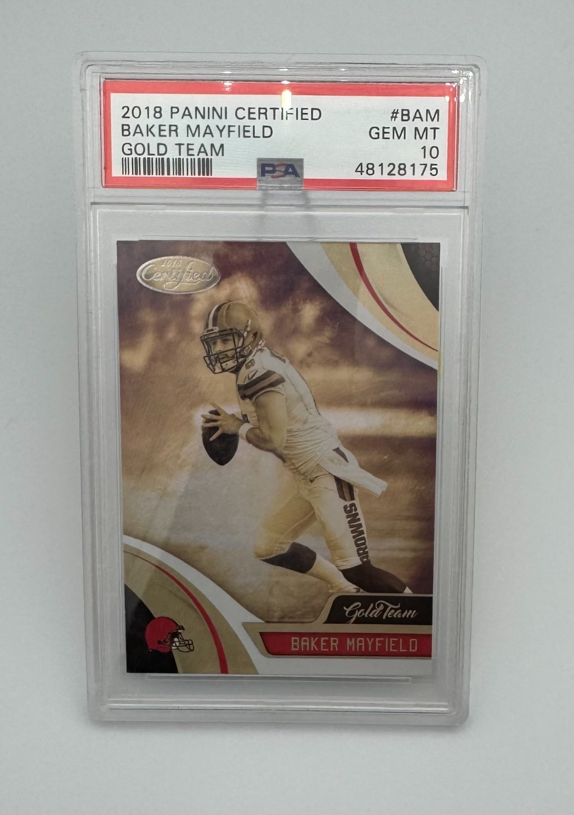 2018 Panini Certified BAKER MAYFIELD Gold Team #BAM PSA Gem Mint 10