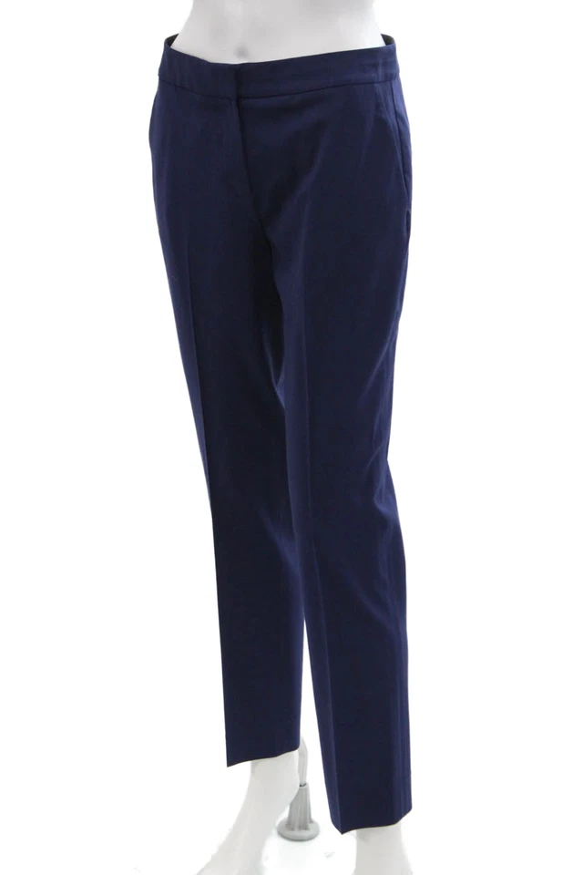 Pantalones de vestir plisados de tiro medio para mujer Diane Von Furstenberg azul marino de lana talla 4 Foto 2 de 4