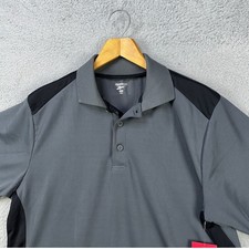Reebok Adult Mens Golf Polo Shirt Large Grey Black Athletic Stretch Rugby NEW