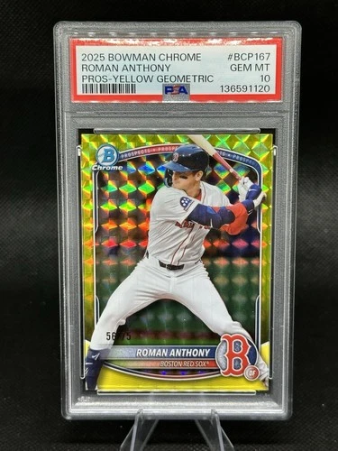 PSA 10 - ROMAN ANTHONY Bowman Chrome /75 YELLOW refractor Boston Red Sox 2025
