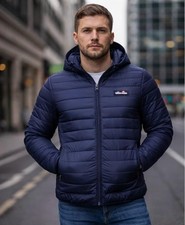 Piumino Uomo Ellesse Blu con Cappuccio Giubbotto Leggero Mezza Stagione Tg M L X