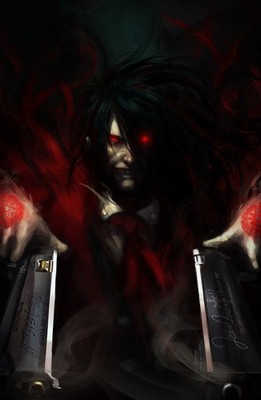 Anime hellsing alucard dark red eyes glowing gun dual Custom Gaming 11x17 Poster