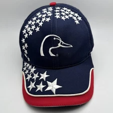 Ducks Unlimited Hat Cap Stars Red White Blue Leather Strap Back Men OS GR58