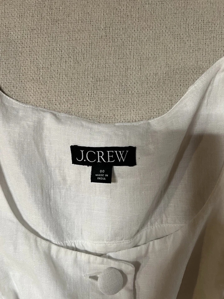 Chaleco Top Mujer J Crew Blanco Lino con Botones. Talla 00 Foto 2 de 2