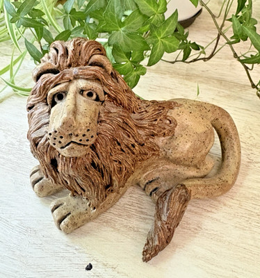 Cely Chicurel North Carolina Pottery 1989 Lion Sculpture Early Work Figurine 6''