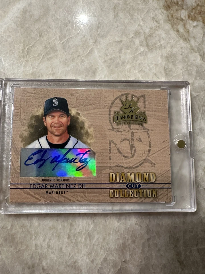 Tarjeta Donruss Diamond Kings Edgar Martinez 2004/5 SSP automática Seattle Mariners DC-6 Foto 3 de 4