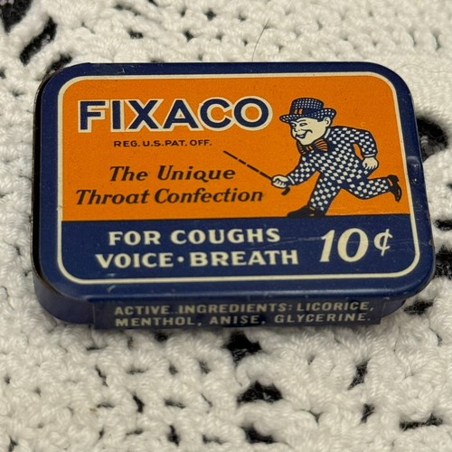FIXACO Medicina Lata Droguería Garganta Confección Antiguo Stock De Colección Vacío