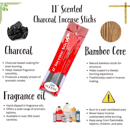 11'' Incense Sticks Variety Pack 500 Sticks TROPICAL VIBES Hand Dipped Wholesale - Picture 6 of 23